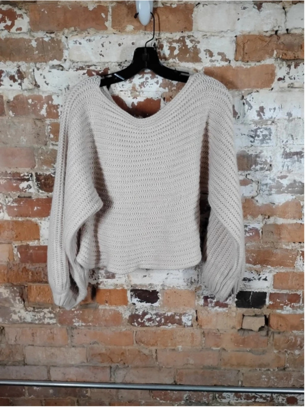 Twenty Ten Women's Cropped Wide Neck Sweater Cream Size S/M